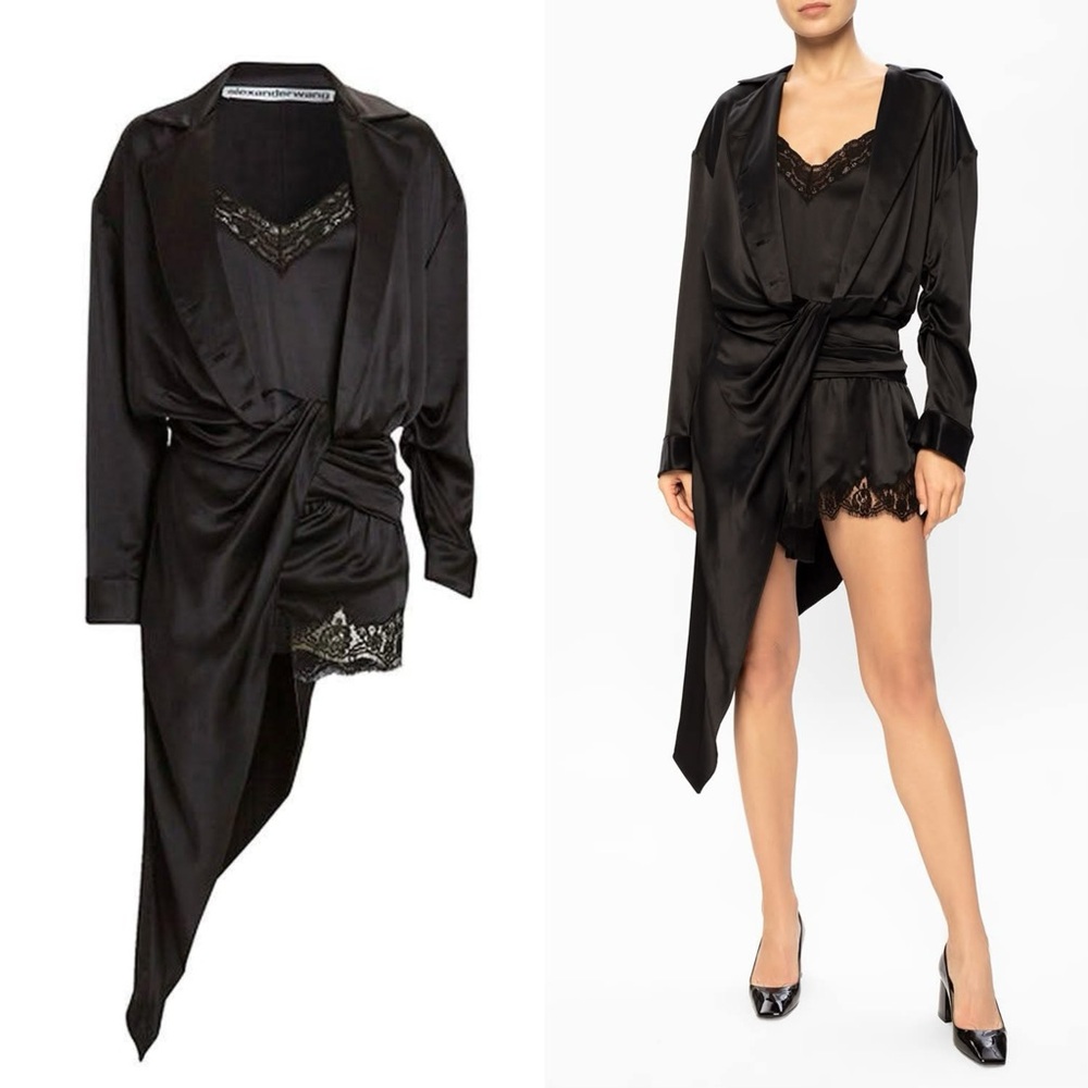 Alexander Wang Draped Asymmetrical Silk Playsuit